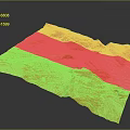 Red Terrain Model With Rugged Mountain Features And White Surface Areas 3d model