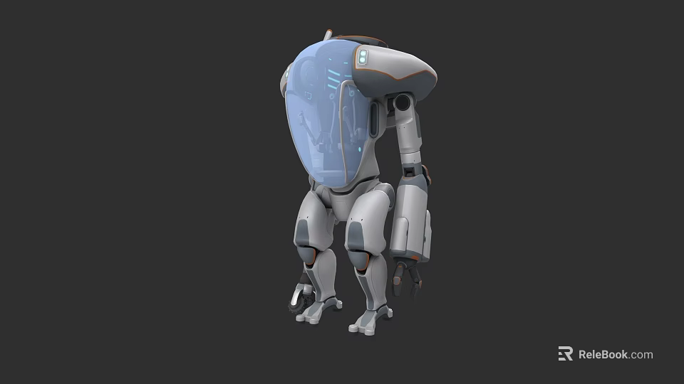 Advanced Industrial Robotic Equipment With Metallic Structure Transparent Enclosure And Mechanical Joints 3d model 