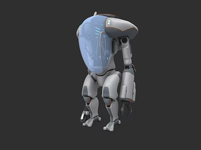 Advanced Industrial Robotic Equipment With Metallic Structure Transparent Enclosure And Mechanical Joints 3d model
