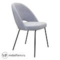 Modern Minimalist Light Gray Upholstered Single Chair With Curved Backrest And Black Metal Legs