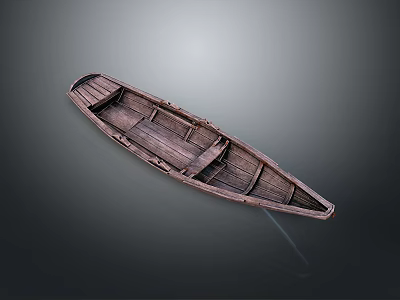 Traditional Wooden Boat With Slender Hull And Natural Wood Planks 3d model