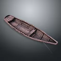 Traditional Wooden Boat With Slender Hull And Natural Wood Planks