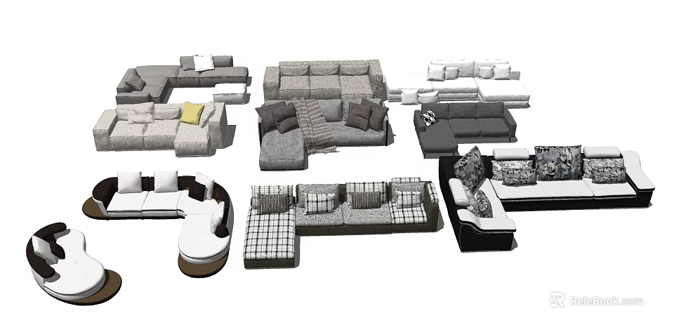 Irregular Shaped Sofas With Various Unique Designs For Modern Living Room 3d model