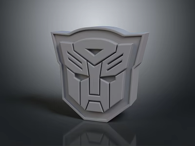 Autobot Character Shield Symbol Gray 3D Rendered Transformers Emblem Design 3d model