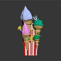 Colorful Ice Cream Cones With Striped Popcorn Bag And Small Sweet Drink