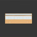 Modern Wooden Storage Bench With White Cushion And Blue Drawers For Home Storage
