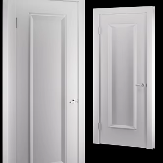 Flat door single door wooden door 3d model