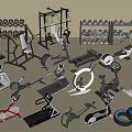 Diverse Fitness Equipment Collection For Home Gym With Treadmills Dumbbells And Machines