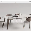 Modern Dining Table and Chair Combination 3d model