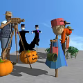 New Chinese Scarecrow Folk Scarecrow Landscape Sick Scarecrow Combination 3d model