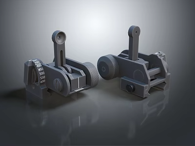 Two Detailed Metal Mechanical Components with Brackets Wheels and Calibration Marks 3d model