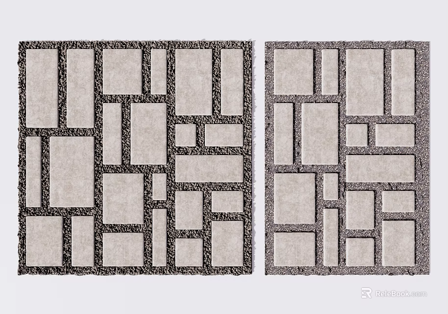 Garden Path Paving With Geometric Stone Slab Patterns Gray And White Design Variations 3d model