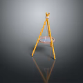 Yellow Tripod Portable Table with Decorative Crown Top and Round Tray Stand