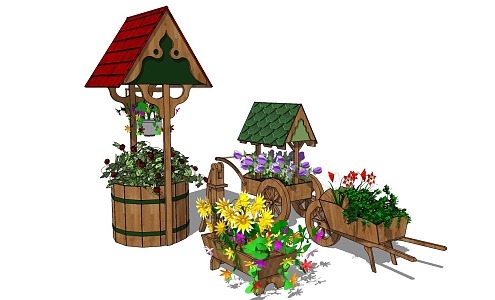 Modern flower box flower bed 3d model