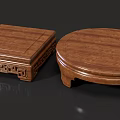 Traditional Wooden Carved Bases With Different Shapes And Decorative Patterns