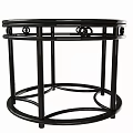 Stylish Black Round Table With Metal Frame And Circular Base Design 3d model