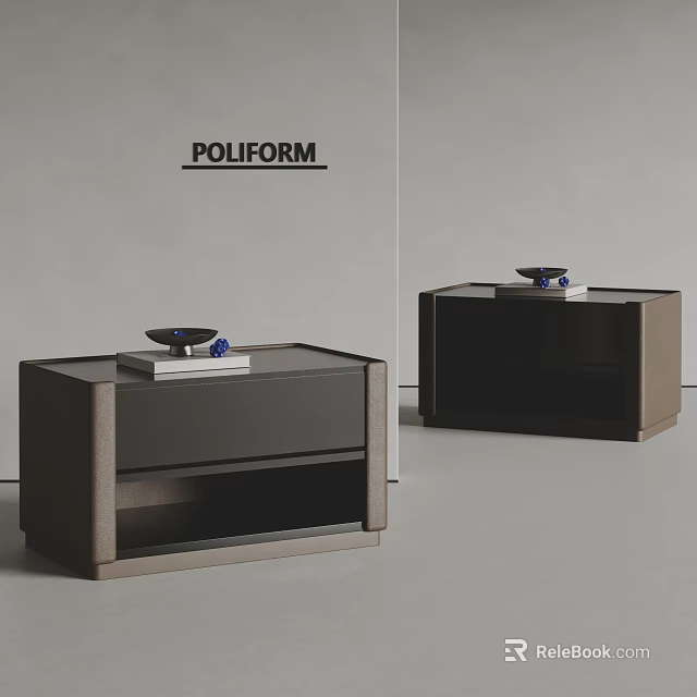 Modern Bedside Table Design With Wooden Frame Glass Top And Decorative Objects 3d model 