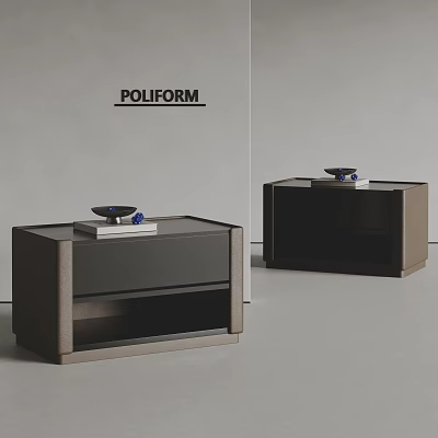 Modern Bedside Table Design With Wooden Frame Glass Top And Decorative Objects 3d model
