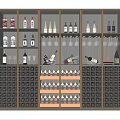Modern Wine Cabinet With Multiple Shelves For Wine Bottles And Hanging Glasses