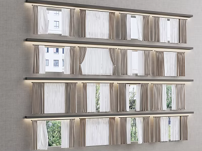 modern curtain fabric curtain gauze curtain 3d model
