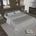 Double bedside table chandelier carpet pillow ornaments 3d model