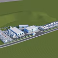 Modern Industrial Plant Complex Featuring Multiple Buildings Roads And Green Surroundings Layout 3d model