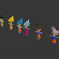 Chibi Dragon Ball Game Characters In Various Colorful Forms And Standing Poses 3d model