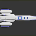 Futuristic 3D White And Blue Cosmic Spaceship Model For Interstellar Exploration Missions