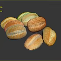 Freshly Baked Golden Bread Rolls On Dark Surface With Crusty Texture 3d model