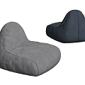 Comfortable Gray And Blue Velvet Bean Bag Chairs With Rounded Design For Living Room