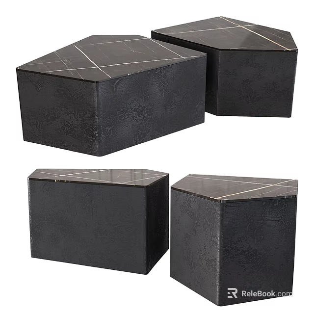 Modern Elegant Black Geometric Coffee Table with Sleek Design for Living Room 3d model 