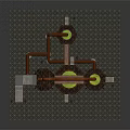 Industrial Building With Large Pipes Circular Yellow Liquid Tanks And Metal Framework