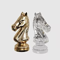 Board Game Entertainment With Golden And Crystal Chess Knight Pieces