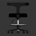 Modern Black Office Chair Swivel Function With Curved Backrest Round Seat Wheeled Base