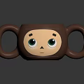 Adorable Brown Kids Mug With Two Handles Monkey Face And Green Eyes Design