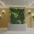 Green Plant Wall Front Desk Background Wall Green Plant Flowers Green Plant Background Reception Desk 3d model