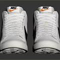 White High Top Nike Sneakers With Black Swoosh Logo And White Laces