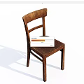 Classic Solid Wood Dining Chair With Dark Brown Finish And Simple Backrest Design 3d model