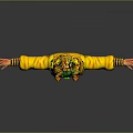 Game Movie Character In Yellow Green Outfit With Open Arms Pose And Crown Headpiece