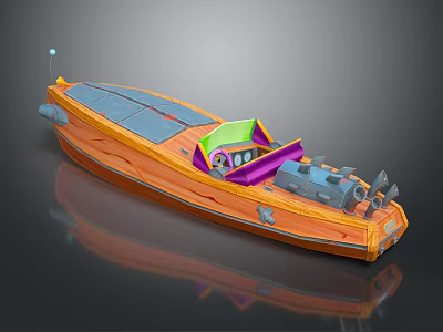 Orange Yacht With Modern Design And Colorful Interior 3d model