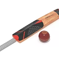 Wooden Cricket Bat With Red Stitched Ball And Modern Design Elements 3d model