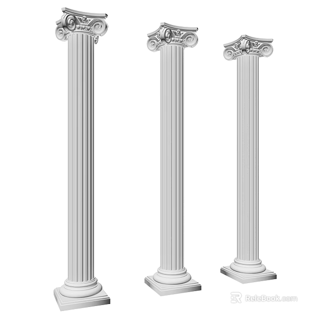 Classical Roman Columns With Fluted Shafts And Ornate Capitals For Architectural Decoration 3d model 