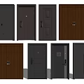 Various Security Doors With Modern Designs Wood Grain And Metal Textures In Dark Colors