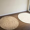 Modern Round Carpets Featuring Wood Grain Design in Beige and Cream Tones on Hardwood Floor