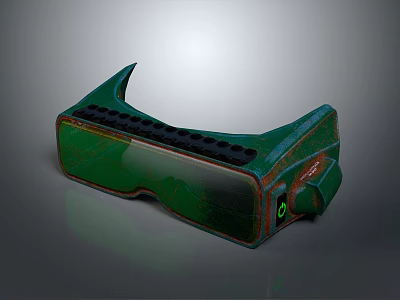 Modern Green VR Goggles With Transparent Lens Black Strap And Sleek Design 3d model