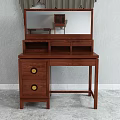 Classic Wooden Dressing Table with Mirror Two Drawers and Gold Handles