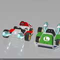 Colorful Toy Cars In Red White Green With Rocket Thrusters Gold Wheels And L Logo