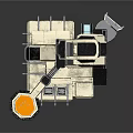 Modern Sci Fi Tower Structure With Blue Glass Windows And Orange Base Modules
