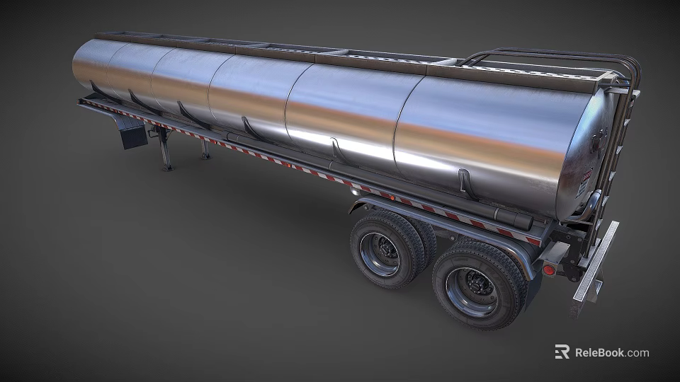 Silver Stainless Steel Tanker Truck Transport Vehicle With Large Capacity And Multiple Wheels 3d model 