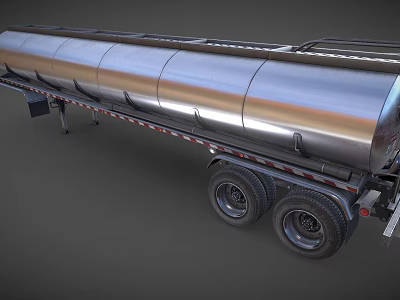 Silver Stainless Steel Tanker Truck Transport Vehicle With Large Capacity And Multiple Wheels 3d model